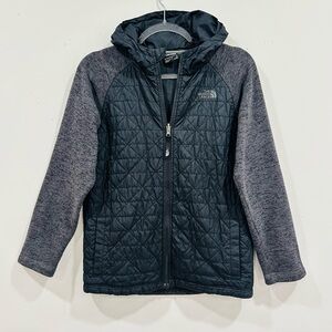 The North Face TNF Black Full Zip Boys Size L Insulated Body Hooded Jacket